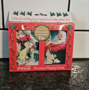 1996 Coca-Cola Santa Decks‎ Of Christmas Playing Cards Set Tin Sealed NEW Vtg